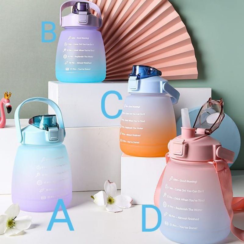 Botol Gemoy 1.2 Liter Botol gemoy motivasi Botol motivasi viral 1.2 liter Botol minum pelangi