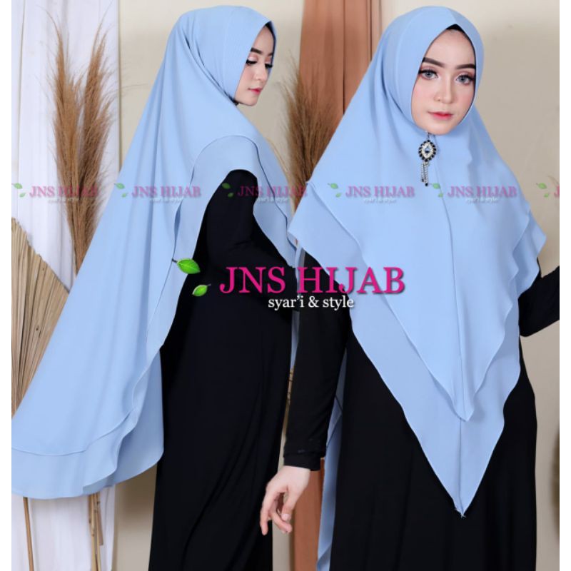 Khimar marwah 2 layer-hijab ceruty-khimar ceruty Armani babydoll kerudung syari 2 layer lancip slim