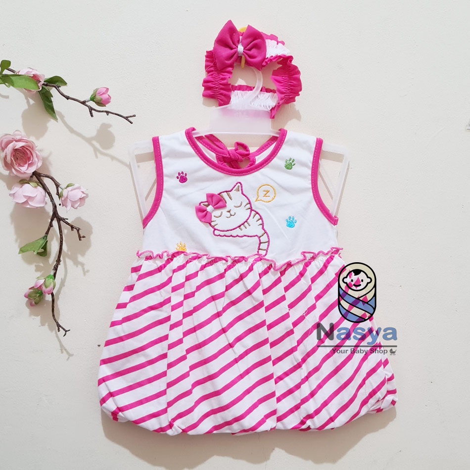 [P-008] Dress Bayi (0-6 bulan) / Setelan Bayi Perempuan Pita &amp; Animal