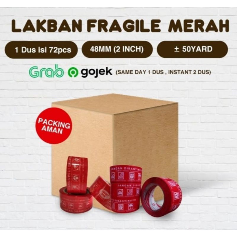 

LAKBAN FRAGILE JANGAN DIBANTING 2 INCH 50 YARD MERAH