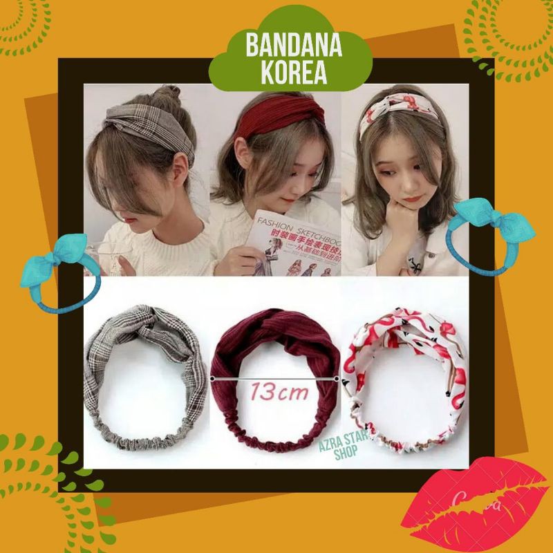 Jual K O Bando Bandana Kain Motif Ala Korea Shopee Indonesia 