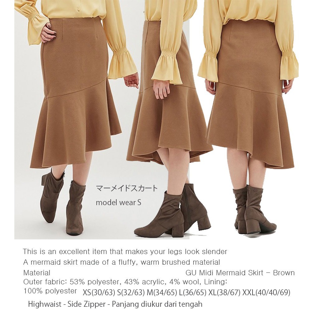 GU by UNQ Midi Mermaid Skirt - Rok Wanita Original Branded-7