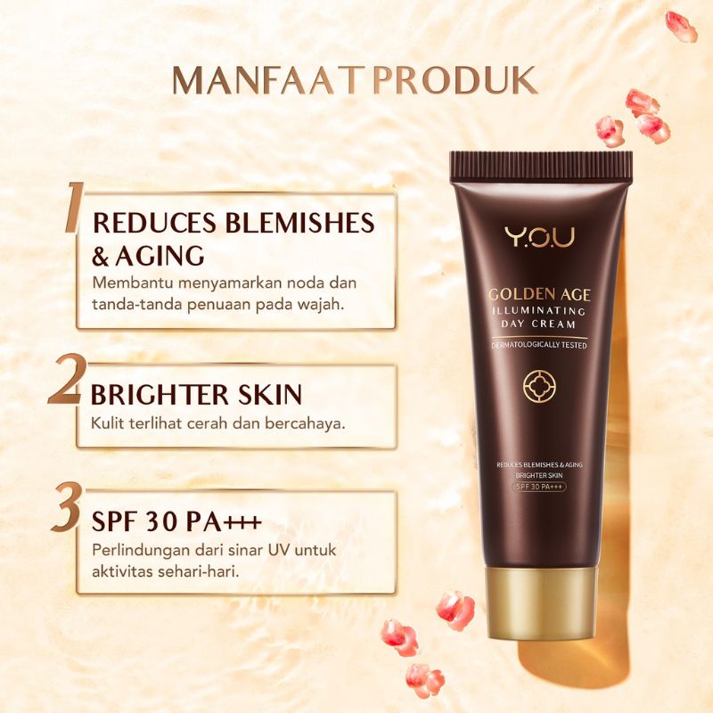 Y.O.U Golden Age Illuminating Day Cream & Night Cream 18g (+free gift) YOU Cream malam siang