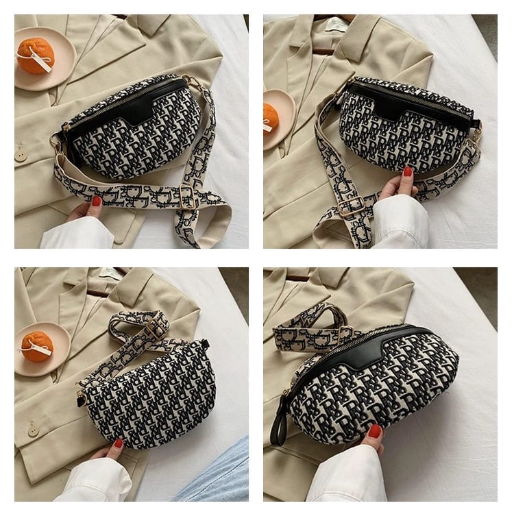 BJ57582 - BLACK/GRAY - TAS SLEMPANG JINJING TOTEBAG HANDBAG SLINGBAG WAISTBAG WANITA FASHION IMPORT MODIS ELEGAN TERMURAH TERLARIS TERBARU BAGSTORE JAKARTA TAS BATAM CR7582 ELJ5881 BQ3347