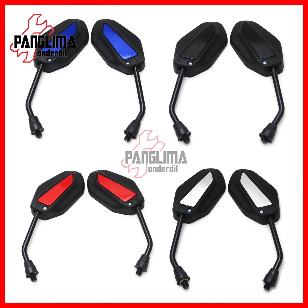 Spion Set Variasi Protex Honda Semua Jenis Motor Honda Drat Kanan Baut 14 Beat-Vario-Scoopy-Spacy-Revo-Grand-Supra-PCX-Tiger Sepion Kaca Universal Abu-Merah-Biru-Hitam