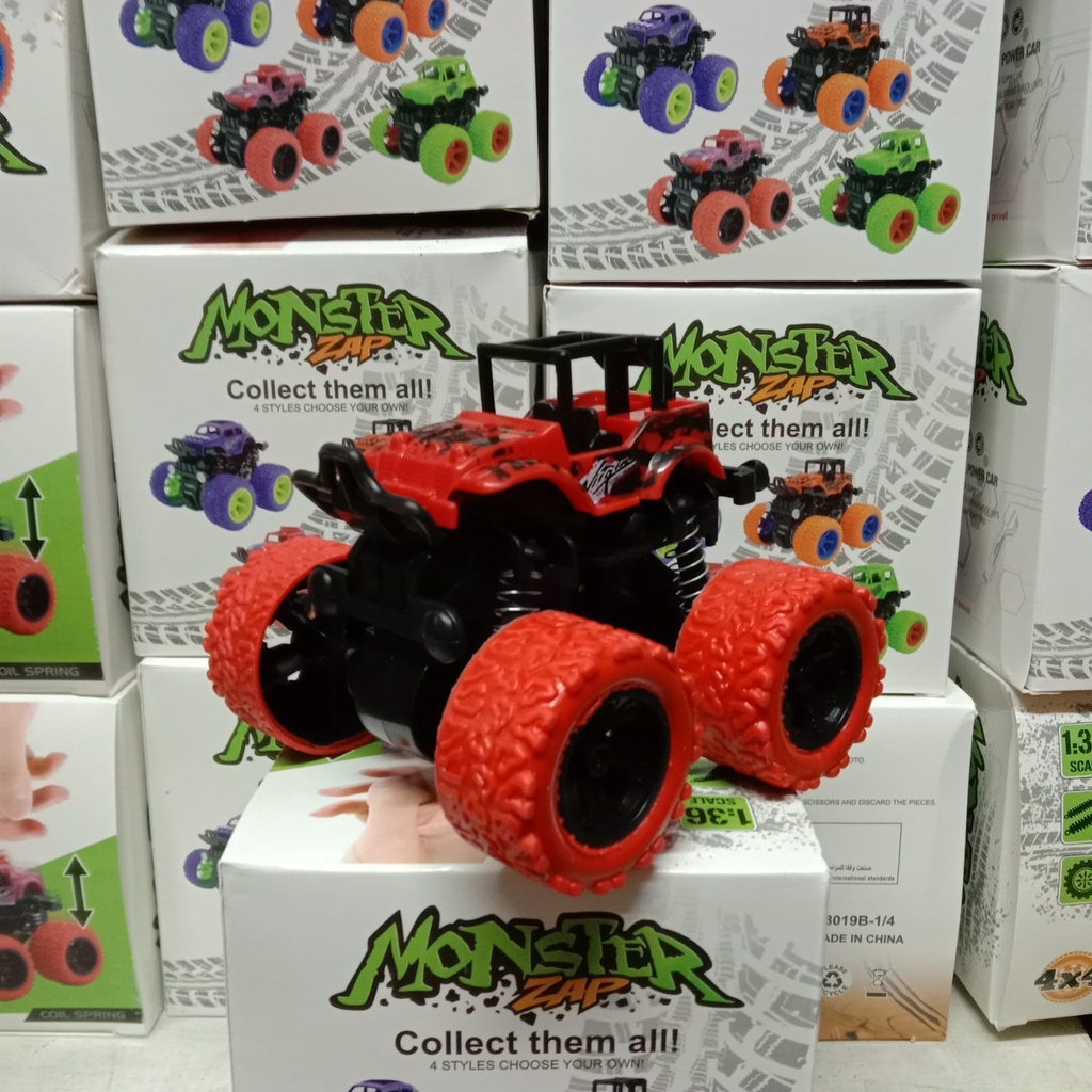 Monster Zap Mainan Mobil Jip Zap Off Road 4 Drive Inertial Bigfoot JEEP TOYS 360 derajat-MOBIL MERAH
