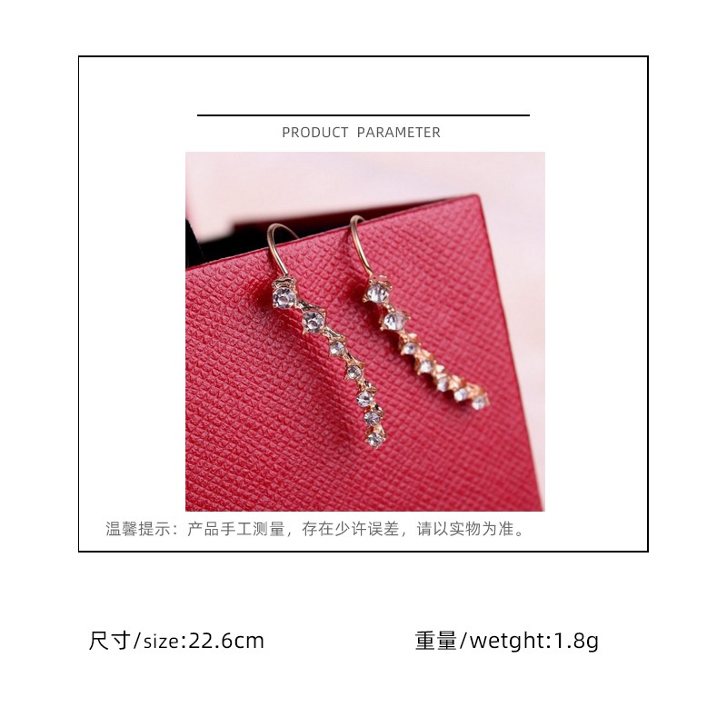 Korea fashion anting-anting deretan 7 berlian rhinestone bertatahkan bintang telinga kancing Eropa d