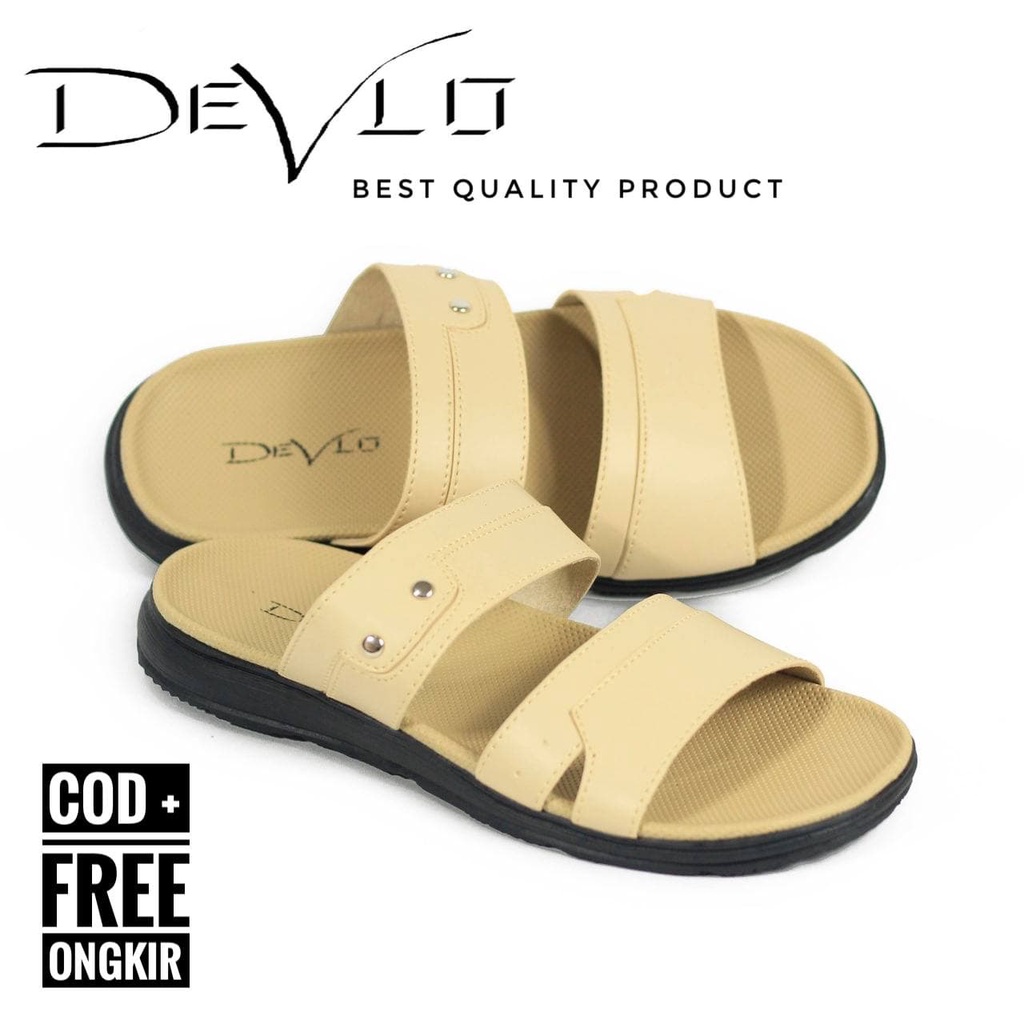 Devlo Sandal Selop Pria Kulit Size 39 - 43 Premium Quality (SELOP PONI)