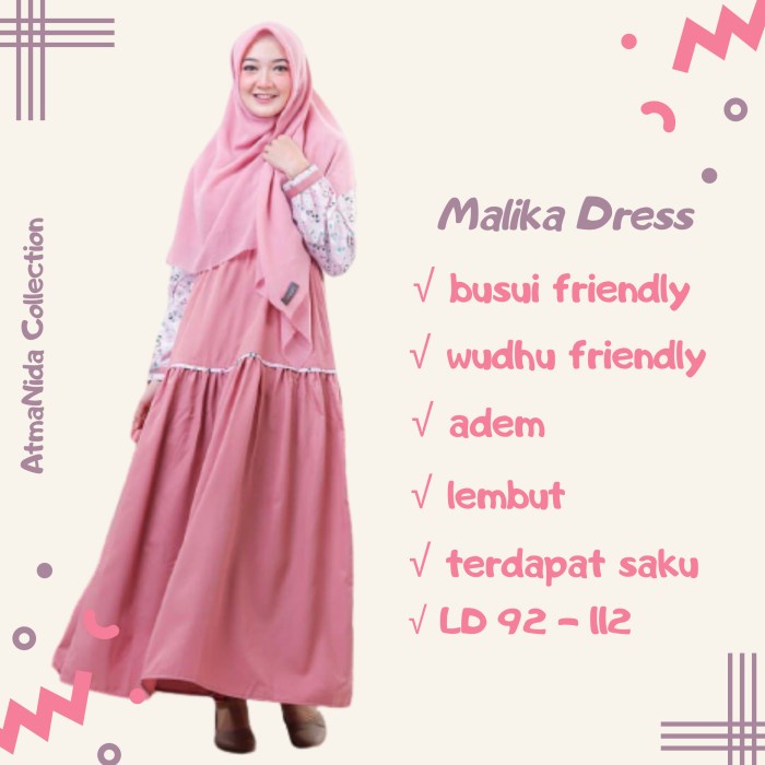 PREMIUM GAMIS WANITA BRANDED BAJU SYARI KATUN MOTIF MALIKA DRESS YASMEERA - NAVY, XL