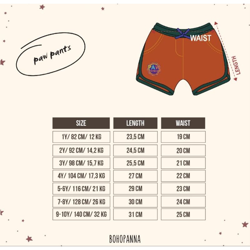Maat Pant Paw Patrol / Paw Pants(Ada 2 Model ya Harap Diperhatikan dahulu sebelum membeli ya)