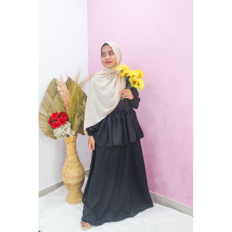 [ COD ] Nara Dress | Size S M L XL | Fashion Muslim Gamis Putih Polos | Laras Dress | Busui Friendly