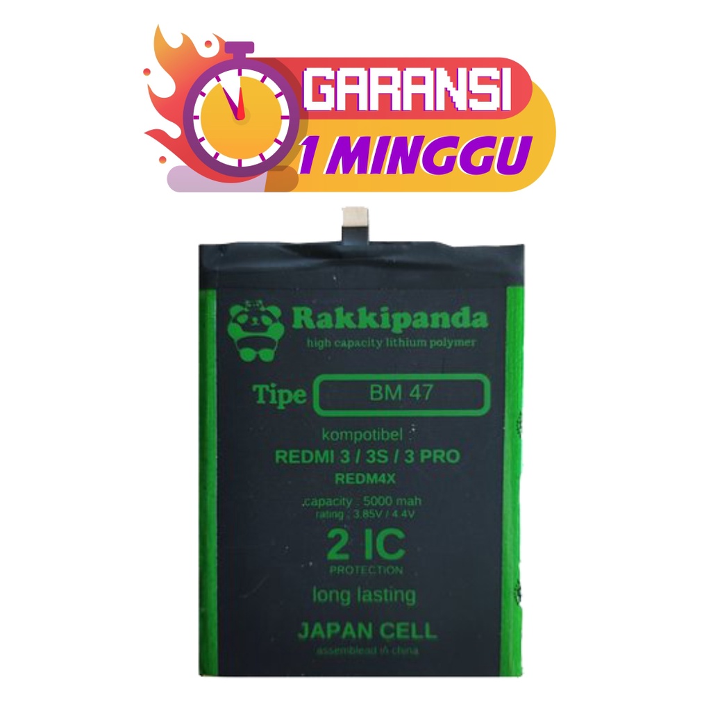 BATERAI RAKKIPANDA XIAOMI REDMI 4X / 3S / 3 / 3PRO / BM47 DOUBLE POWER
