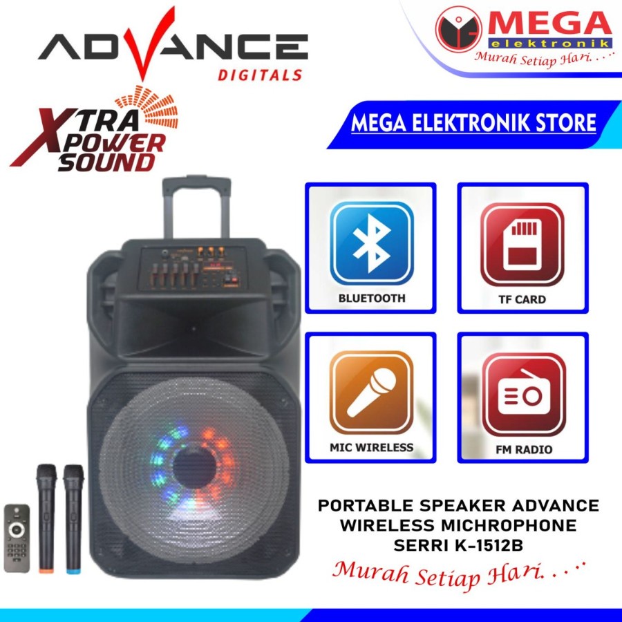 SPEAKER PORTABLE ADVANCE K-1512B / K 1512B MICROPHONE WIRELESS