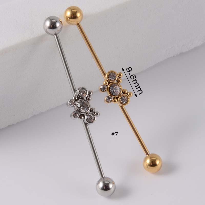 1pc Anting Tindik Tubuh Desain Barbell 16gauge Untuk Priawanita