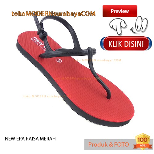 NEW ERA RAISA MERAH sandal wanita sandal jepit tali karet