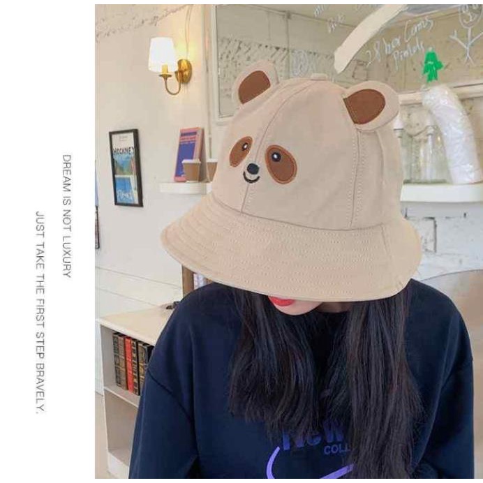 Topi Matahari Musim Semi Dan Panas Model Tepi Pendek Motif Beruang Gaya Korea Untuk Wanita