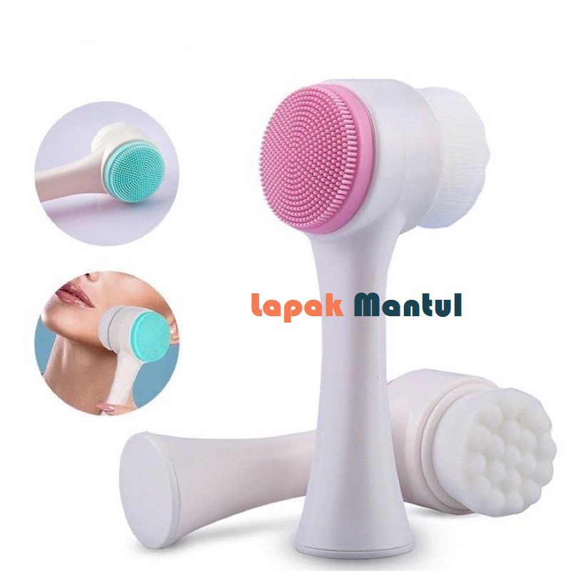 LM-0090 Silikon Lembut Pembersih Wajah 2 Sisi - Alat Pembersih Pemijat Muka Silicone Halus