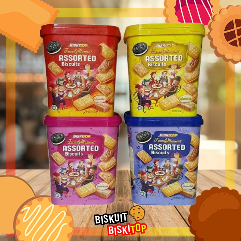 

B. BISKITOP - FAMILY MOMENT 600Gr Assorted Biskuit Wafer Cream Keluarga Biskuit Kaleng Lebaran