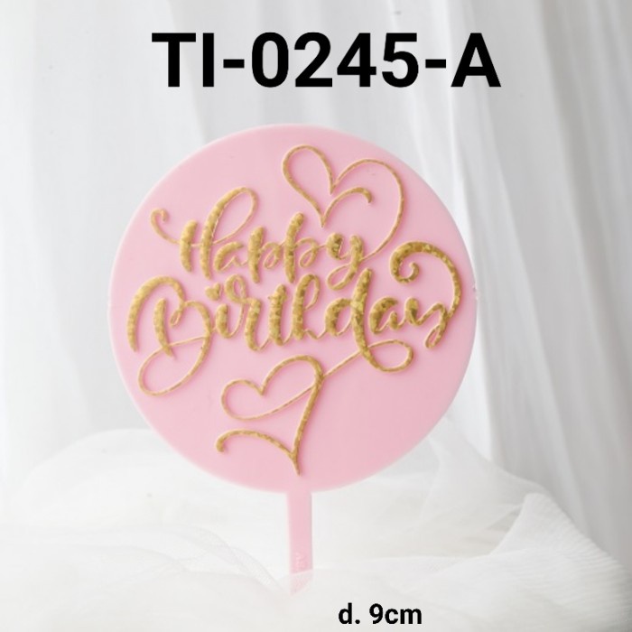 

GR-TI-0245 CAKE TOPPER TULISAN KUE TART HAPPY BIRTHDAY BACKGROUND PINK BERKUALITAS TINGGI