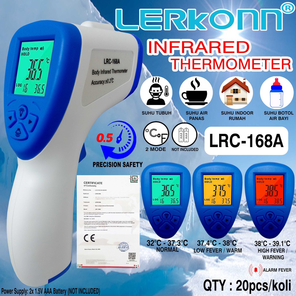 Jual Lerkonn Infrared Thermometer ORI LRC168A ukur SUHU UDARA