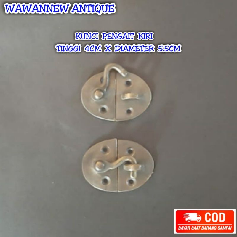 Kunci Pengait Lemari Pintu Rumah Kuningan Kanan 5.5cm / Oval Latch With Hook