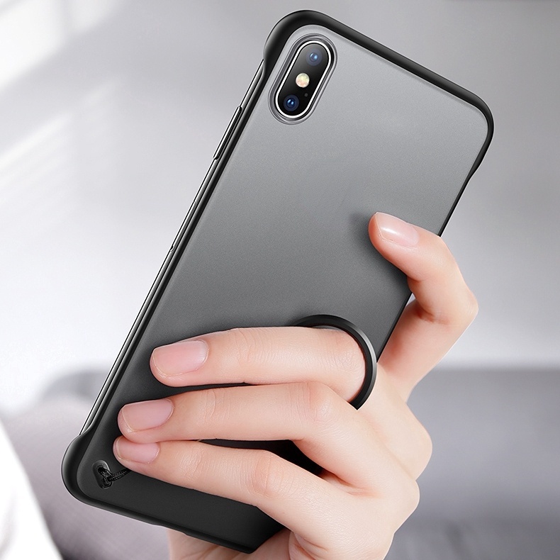 Most Popular Frameless Compatible With iphone Case,No Border Matte 6s 7 8 Plus XR XS MAX Ultra-thin Clear Cover+Ring