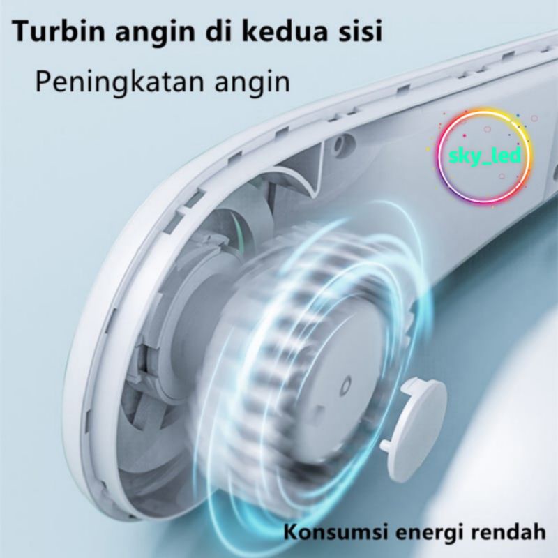 KIPAS ANGIN LEHER PORTABLE MINI HANGING NECK FAN USB TANPA BALING BALING KIPAS A6