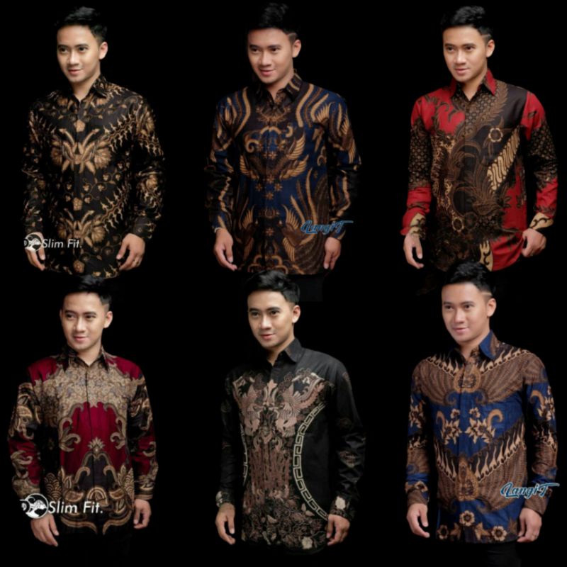 Kemeja Batik Pria Lengan Panjang Motif Kenzo Terbaru Kantor Kondangan Nikahan