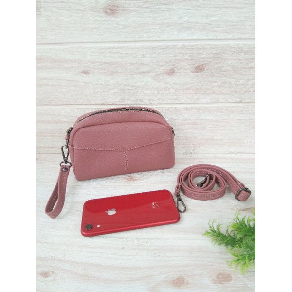 dompet hp dompet WANITA papirut kulit jeruk tebal dompet serbaguna tali panjang yazzy dompet 2 tali