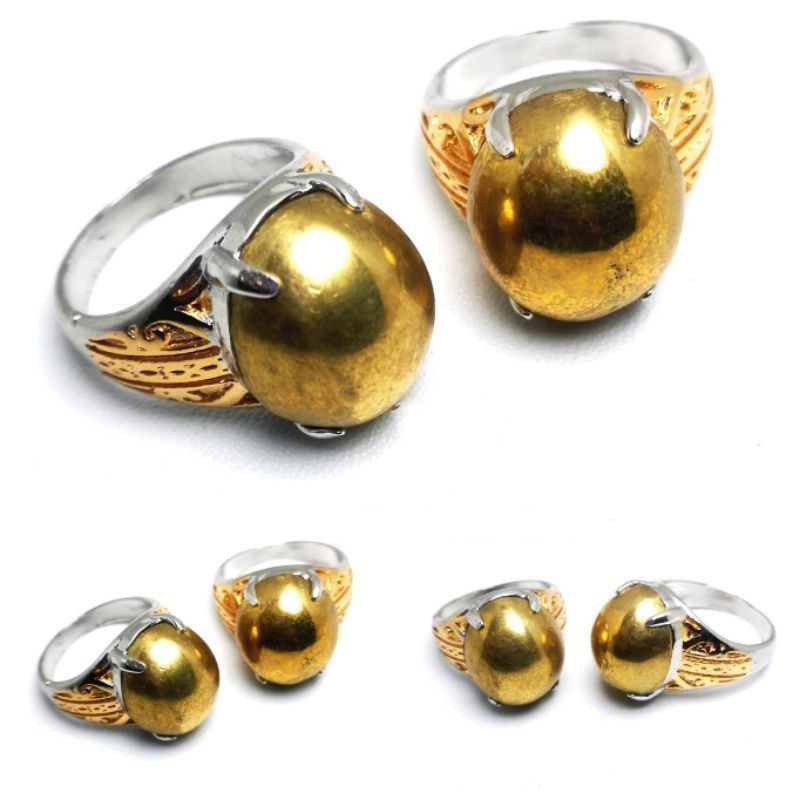 Cincin Batu Akik Wesi Kuning Emas/Besi Kursani Emas Krystal
