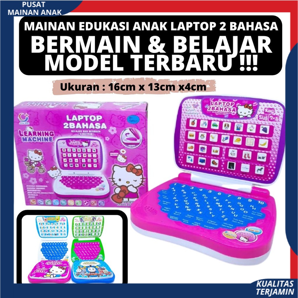 Mainan Laptop anak 2 bahasa mainan edukasi anak Belajar Dan Bermain Bahan Berkualitas Murah SNI