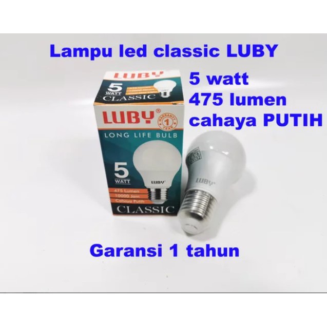 Luby Classic 5w Lampu Bohlam LED 5 Watt Bulb PUTIH