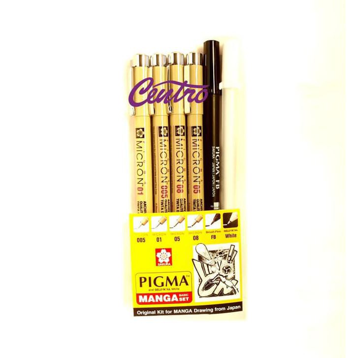 

HOT SALE Sakura Pigma Manga Basic Set 6 Micron Gelly Roll White Mikron Original