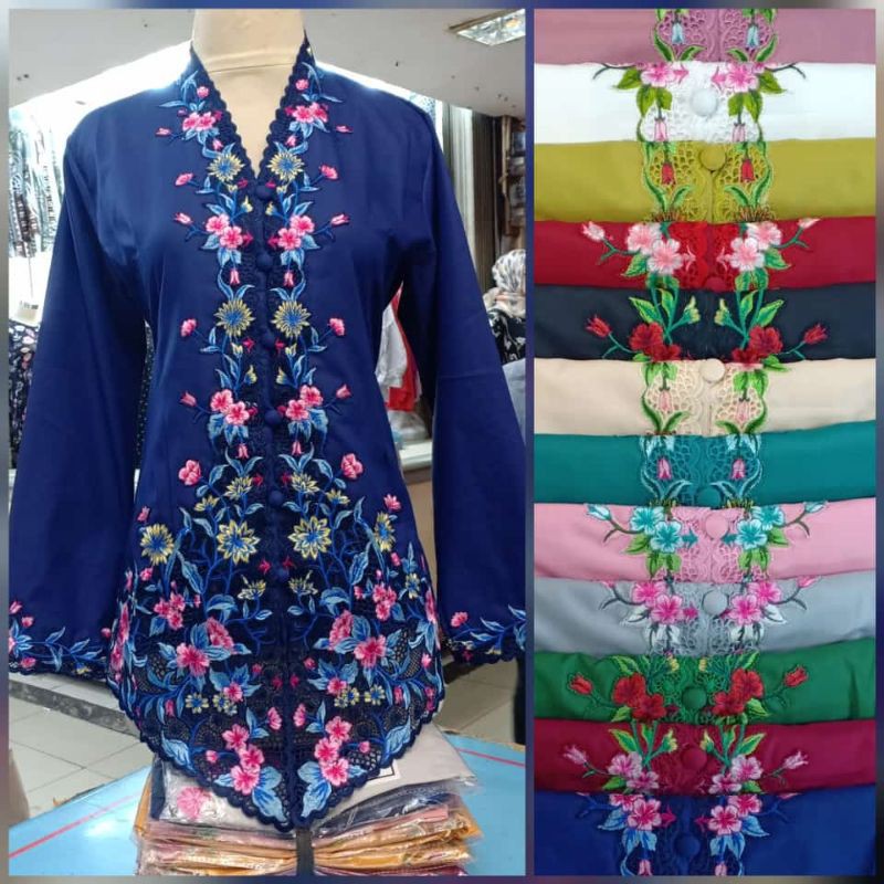 Kebaya Encim Bordir Bahan Katun Ima/Encim/Kebaya Bordir/Kebaya Kartini/kebaya/blues