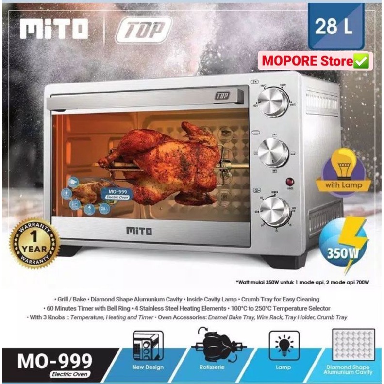 MITO Oven  MO-999 TOP NEW Handle WOOD series  28 Liter Low Watt(350W)