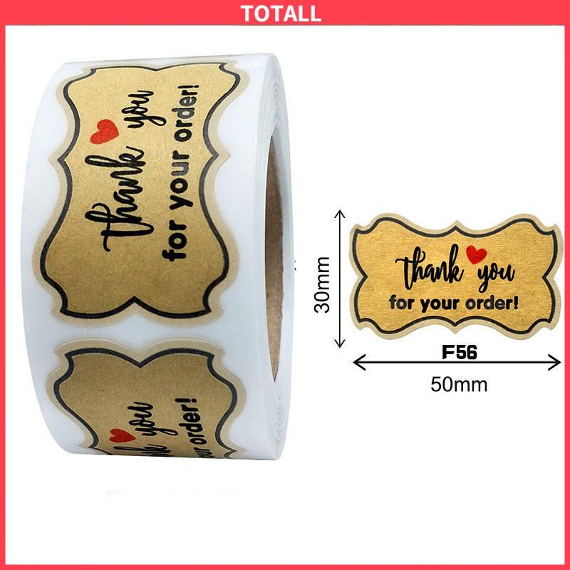 COD Terima Kasih Kertas Kraft Bulat Stiker Roll Stiker Cinta Amplop Dekorasi Pernikahan-Totall