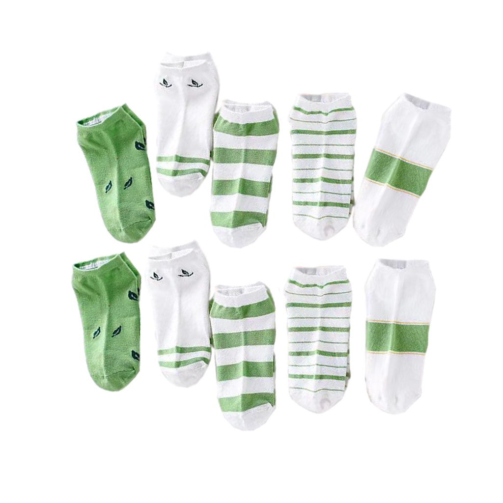 ⭐Gogoland⭐ Kaos Kaki Wanita Fashion Motif Strawberry Bunga Lebah Bee Kotak Biru Navy  Bunga Biru Green Leaf  Polos Pattern Garis Kaoskaki Pendek Korea Sock Import KK001-006-4