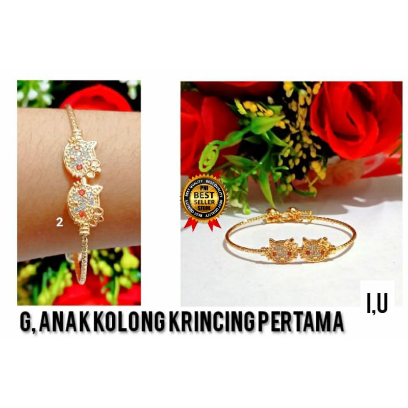 Fourfashion Gelang Anak Kolong Krincing Permata Merah HK PD016