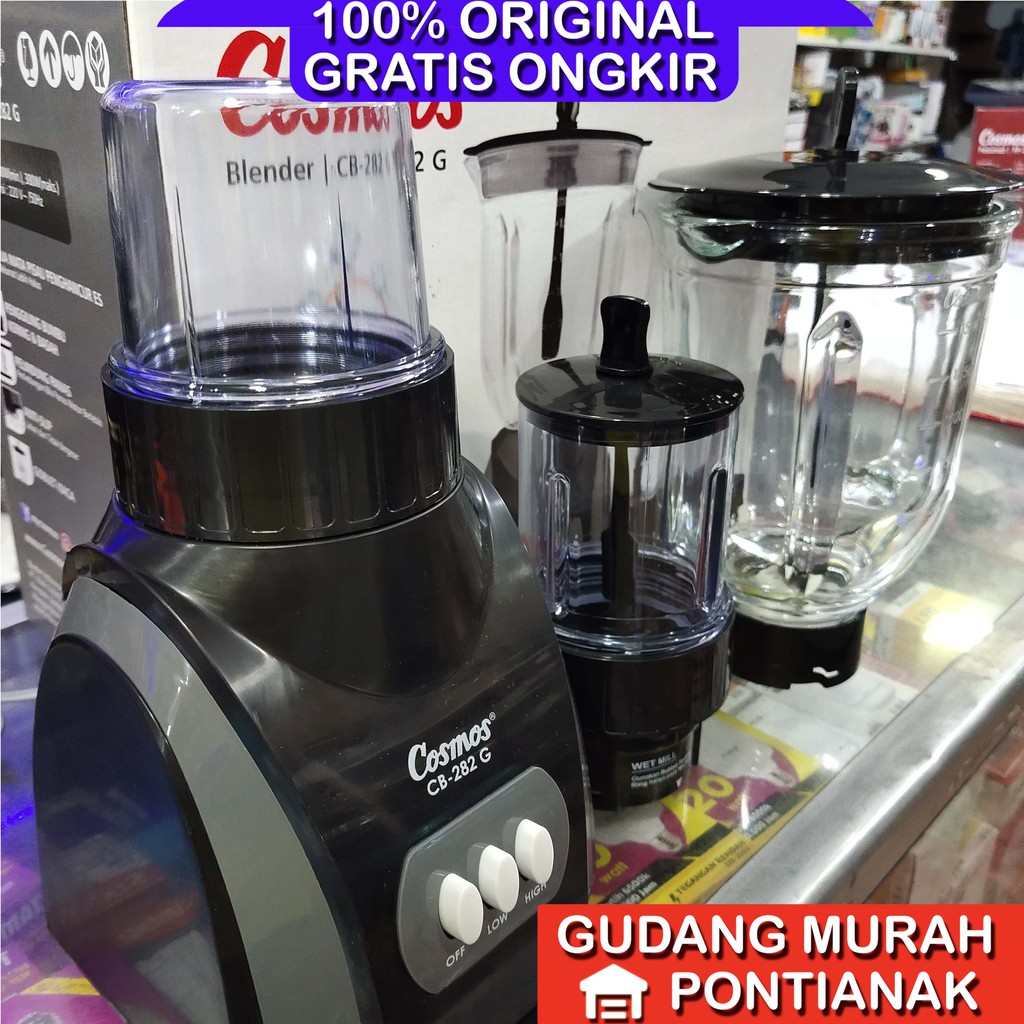 Blender Cosmos CB 282G 282 G Kaca 3in1 2Liter Pelumat bumbu kering dan jus basah