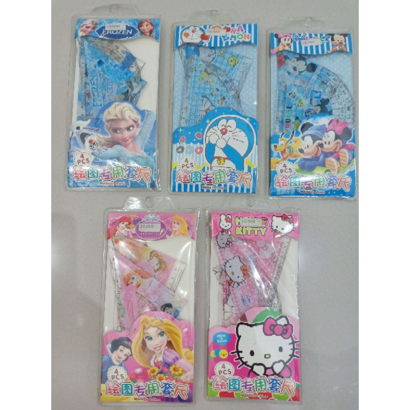 

penggaris set4in1/penggaris karakter / penggaris