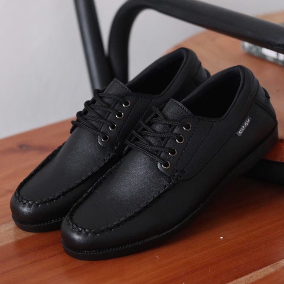 MOSCOW|Sepatu Formal Pantofel Kerja Pria Hitam Original Distro Fashion Simple Kekinian Terbaru