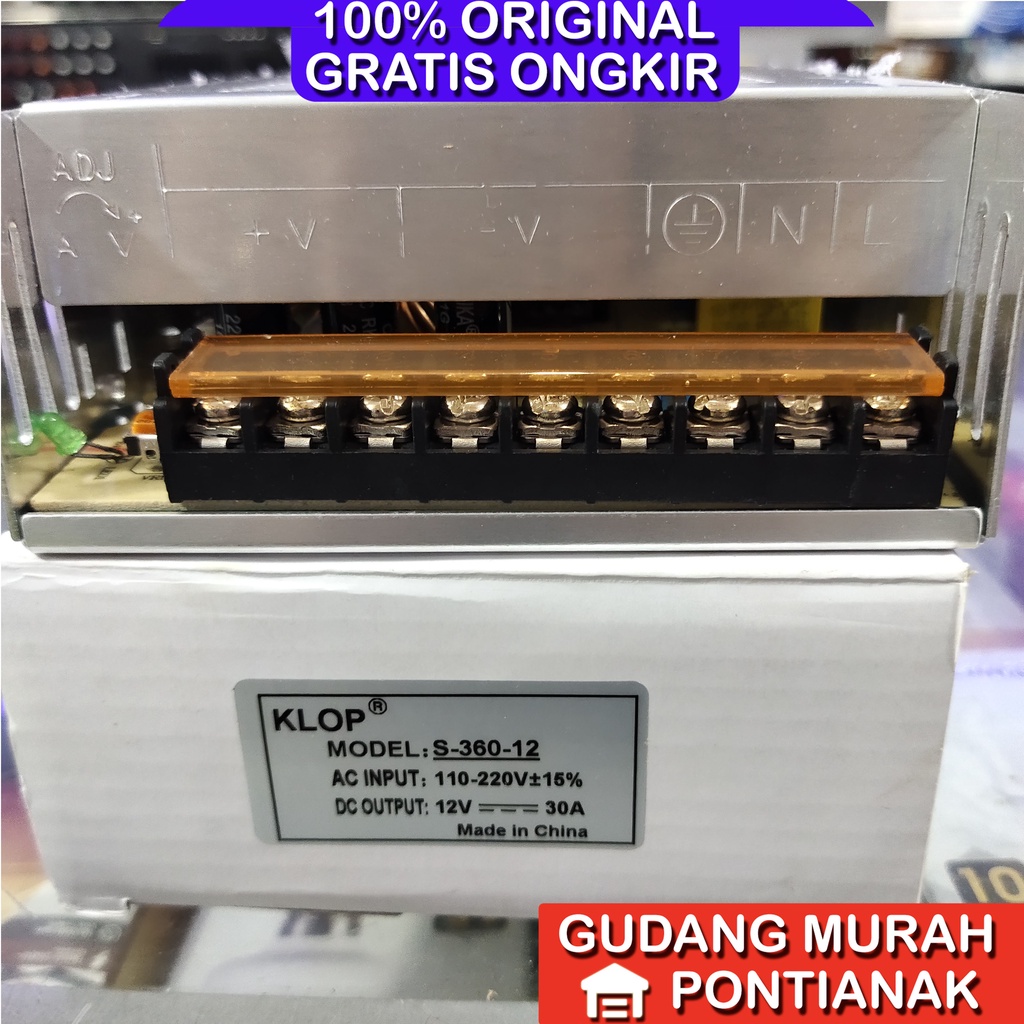 Adaptor 12V 30A power supply cocok untuk LEd strip CCTV dan elektronik 12V lainnya