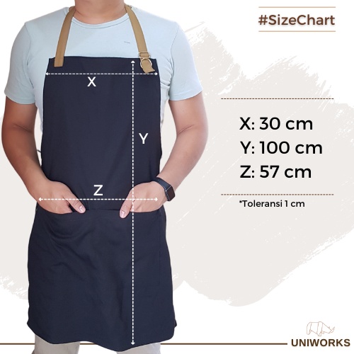 UNIWORKS Apron Barista Seri V01M03 Bahan American Drill Kombinasi 6 Warna Panjang 100cm