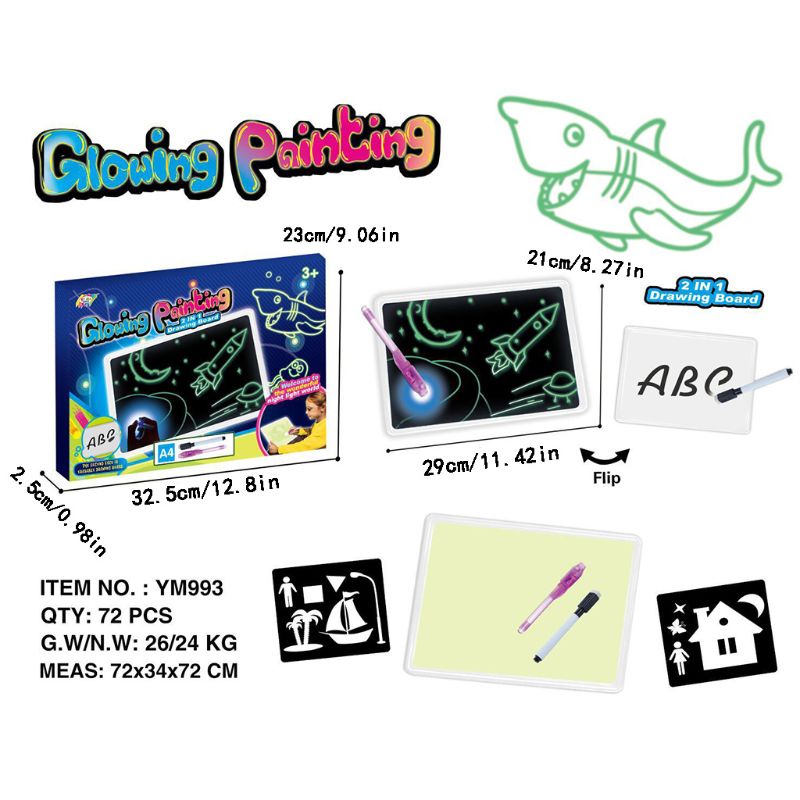 Zzz Papan Tulisan Magic Draw with Light Fun Developing Toy Fluorescent Drawing