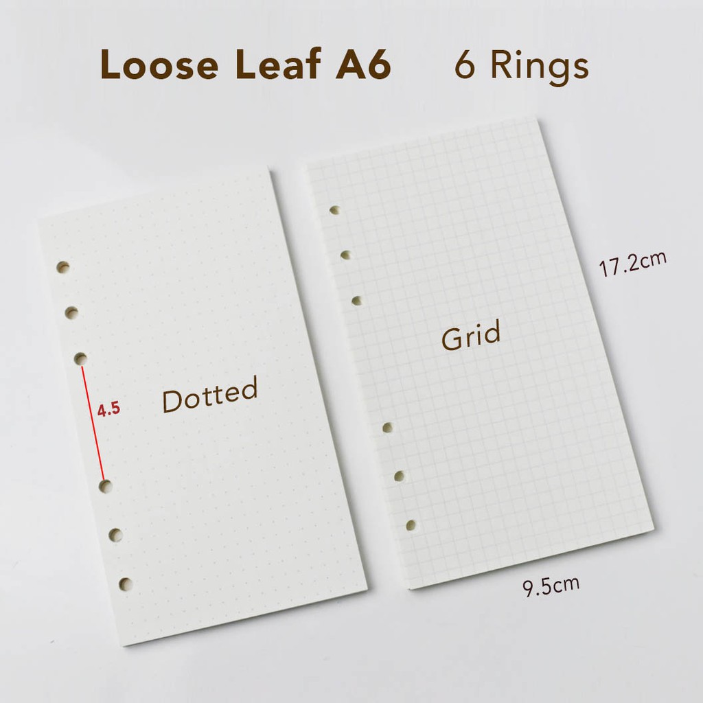 

SHINSDAY [ A5 A6 ] Loose Leaf 6 rings Dotted, Grid, Blank and Line