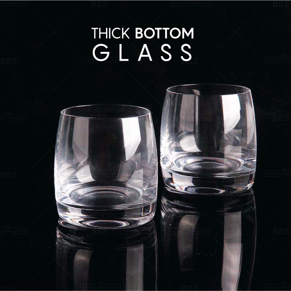 Thick Bottom Glass Crystal 300ml Gelas Jus Minum Air Cafe Juice Smoothie Kristal Bawah Tebal Cantik