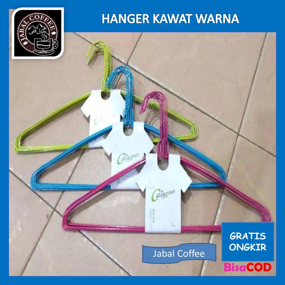 Hanger Kawat Warna / Gantungan Baju Anti Karat 10 Pcs