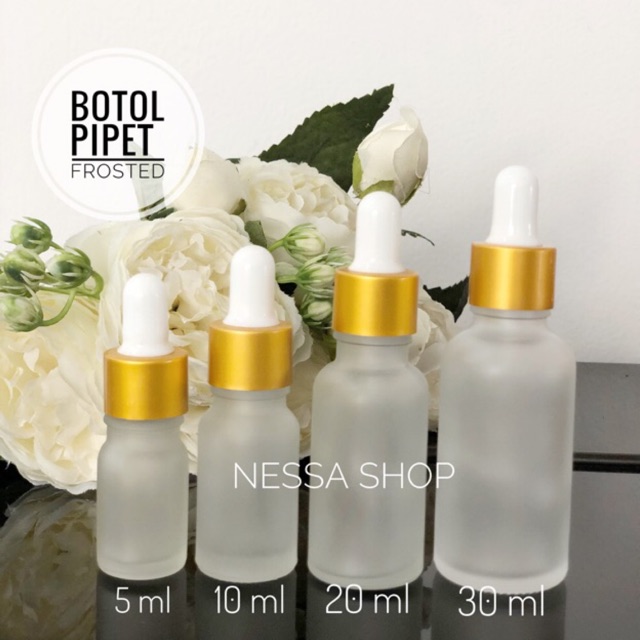 Botol Pipet Kaca Frosted GOLD 5,10,20,30 ml