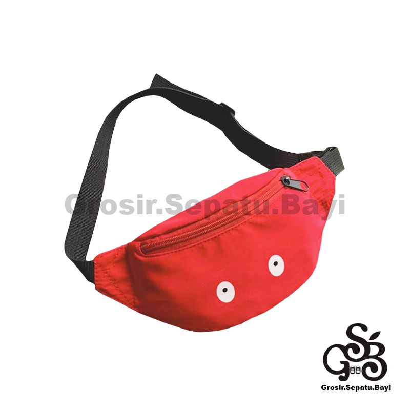 tas anak tas selempang anak waist bag kids kekinian motif polos eyes rolling