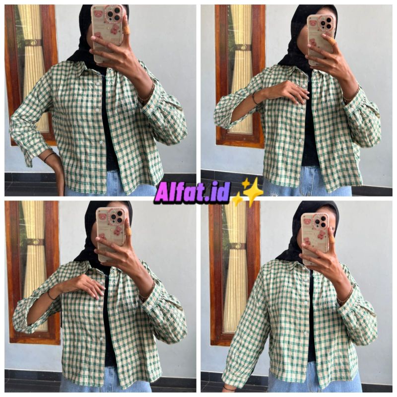 crop top tartan / crop top flanel / kemeja crop wanita-Motif 02